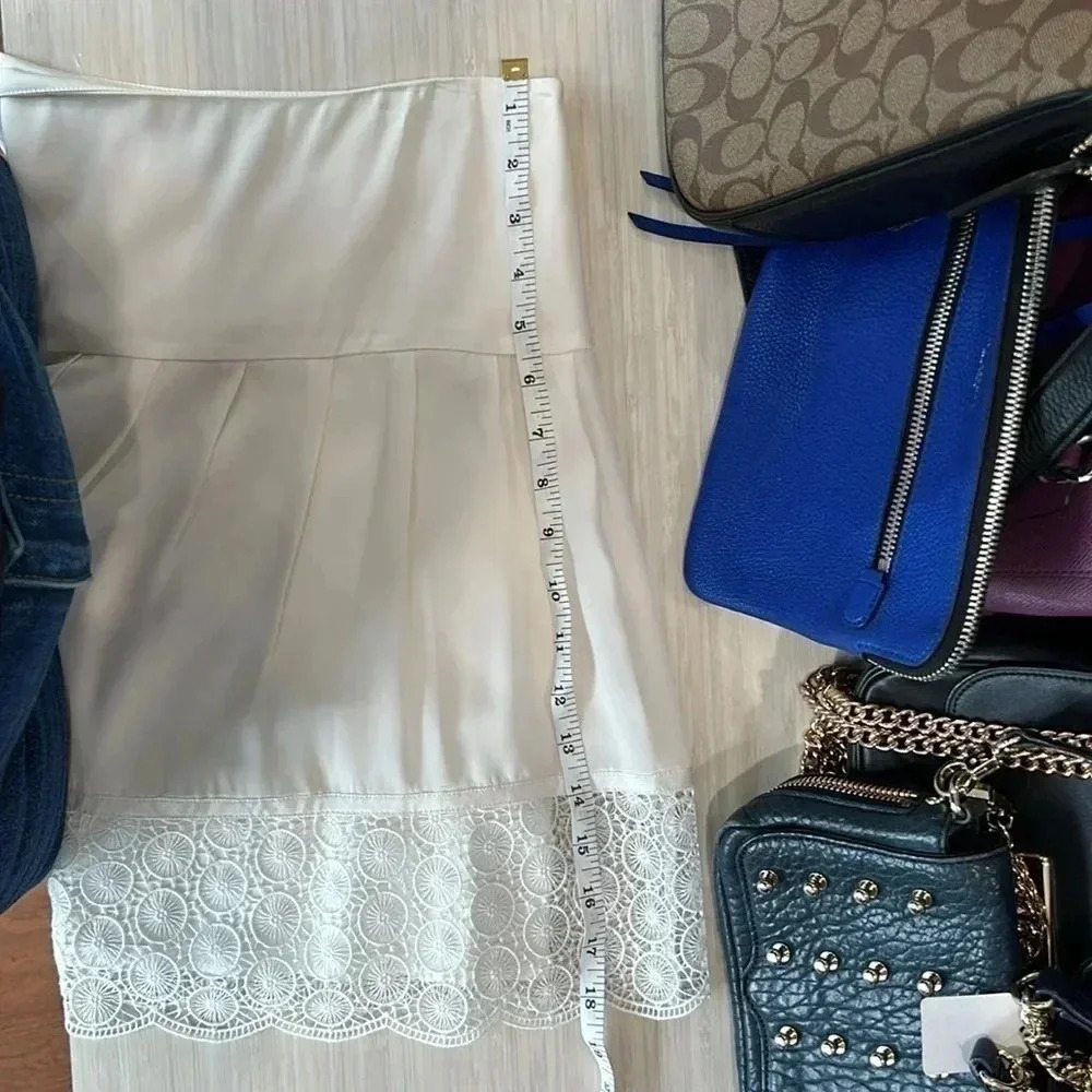 Diane von Furstenberg Belita Lace-Trim A-Line Skirt, Ivory size 10 - Picture 15 of 15